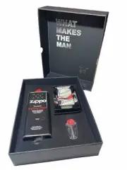 Zippo Premium Lighter Flame Design Fully Covered Comes Fuel Flint Luxury Gif Box