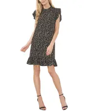 Cece Ruffled Flutter Sleeve Dress
