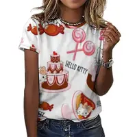 在飛比找蝦皮購物優惠-Hello KITTY甜品女裝全印花短袖T恤