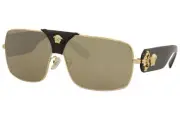 Versace Baroque VE2207Q 1002/5 Sunglasses Gold Medusa/Gold Mirror Lens Leather