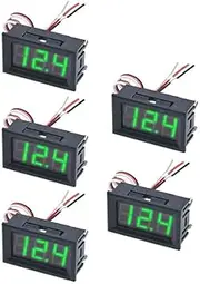 5pcs 0.56 Inch Mini DC Digital Voltmeter 3 Wire DC 0 V to 30V LED Display Voltage Panel Meter (Green Light)