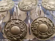 NEW 12 PC RARE VINTAGE Regency Silver Rustic Painted Resin Shower Curtain Hooks