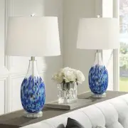 360 Lighting Marnie 27 3/4" Blue Art Glass Table Lamps Set of 2