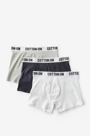 [Cotton On Men] Cotton On Men - Mens Organic Cotton Trunks- 3 Pack - Light grey marle/navy/white XL LIGHT GREY MARLE/NAVY/WHITE