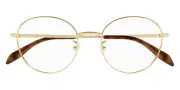 Alexander McQueen AM0414O Eyeglasses Unisex Gold Round 51mm New 100% Authentic