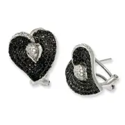 Sterling Silver & Cz Brilliant Embers Heart Post Earrings