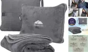 Premium Soft Travel Blanket Pillow Airplane Flight Blanket Throw Bag