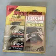 Maxell VHS-C Cassette Adapter - NEVER USED! NEW! SEALED! + 2 Tapes