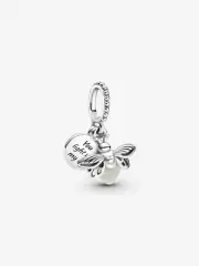 New 100% Genuine Pandora Silver Glow-in-the-dark Firefly Dangle Charm 799352C01