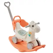 VEVOR 4 in 1 Rocking Horse for Toddlers 1-3 Years, Baby Rocking Horse with Detachable Balance Board, Push Handle and 4 Smooth Wheels, Support up to 80