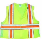 Mutual 16343 High Visibility Polyester ANSI Class 2 Deluxe Dot Mesh Safety Vest with Pockets, X-Large, Lime