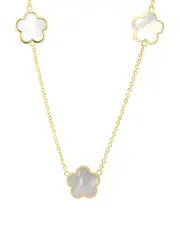 Silver 0.10 ct. tw. Diamond & Pearl Shell Necklace