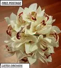CYMBIDIUM ORCHID WEDDING FLOWERS WHITE CREAM LATEX REAL TOUCH BOUQUET POSY
