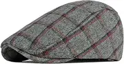 [Generic] Men's Beret Hat Autumn and Winter Thickened Beret Men Plaid Retro Duck Tongue Cap Female Fashion Tweed Forward Cap