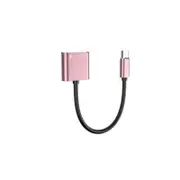 2 In 1 Type C Earphone Charging Audio Adapter Cable For Huawei Xiaomi Pig Pink Cables & Adapters
