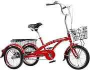 Three Wheel Bike, Mini Adult Tricycle 16 Inch 3 Wheel Bikes Adjustable Height Comfort Bicycles Bike with Shopping Basket for Seniors Women Men Cycling Pedalling