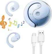 Sonicefit Wireless Hanging Earbuds Bluetooth 5.4 Headphones, Waterproof Bass Stereo Open Earbuds Bluetooth Noise Cancellation Over Earbuds Headsets Wireless Earbuds for Workout,Running (Blue)