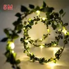 String Light Fairy Lights Fake Green Leaf Wedding Party Decor 5M 50LED
