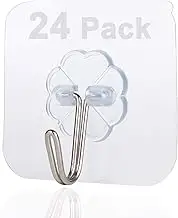 Wuhostam 24 Pack Transparent 15KG per Sticky Hook Heavy Duty Load Nail Free No Scratch Seamless Sticky Wall Hooks Waterproof and Oilproof for Kitchen Wall Door Bathroom and Ceiling Hanger