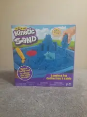 Kinetic Sand Sandbox Set with Blue Sand, Tools & Storage - New In Box