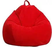 UYSOFRCV Premium Corduroy Bean Bag Cover (No Filling) for Kids Teens Adults Living Room Recliner Sofa Gamer Chair Indoor Lazy Lounger,Red,90 * 110cm