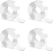 4 Rolls Nano Tape Double Sided 5mx2cmx1mm/EA Heavy Duty Transparent Tape Multipurpose Removable Mounting Adhesive Tape Washable Reusable Strong Sticky Wall Tape for Poster Paste Carpet Photo Décor