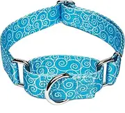 Dazzber Martingale Collars for Dogs, Sky Blue, Medium, Neck 14 Inch - 21 Inch, No Pull Anti-Escape Dog Collar for Walking Training