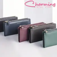 在飛比找momo購物網優惠-【Charming Bags】Elegant 真皮雙拉鍊長夾