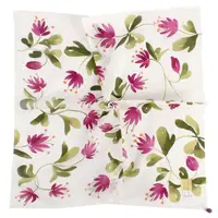在飛比找momo購物網優惠-【Sybilla】清新手繪花朵純綿方巾手帕領巾(紫花/白色)
