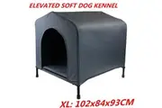 XL: 102x84x93CM Elevated Waterproof Canvas Soft Dog Kennel House Portable Travel Steel Frame FDD