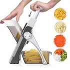 Safe Mandoline Slicer, Potato Vegetable Onion Slice, Julienne + Dicer for Veg...