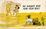 c1960s Women Selling Soft Drinks Mirage Desert Funny Humor Comic Postcard