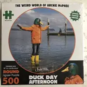 NEW SEALED Archie McPhee Duck Day Afternoon 500 Piece Round Jigsaw Puzzle