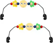 Kathfly 2 Pcs Eyes Wooden Toy Bouncer Stroller Arch Toy Adjustable Stroller Accessories for Car Seat