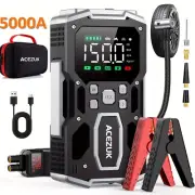 Portable Car Emergency Starter 5000A,150PSI Air Compressor, 12V, LCD,Storage Box