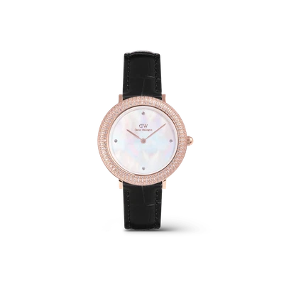 Daniel Wellington Crystalline Bezel Black Croc Rose Gold Watch