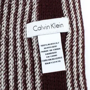 Calvin Klein CK拼色條紋流蘇圍巾(酒紅)103215-3