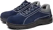 [WCXTY] Work Boots for Men Steel Toe,Casual Durable Non Slip Safety Shoes for Men with Breathable Mesh,Comfortable Lightweight Steel Toe Sneakers for Men,Construction Work Shoes (Color : Blue, Size : 9.5)