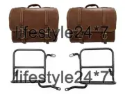 Royal Enfield "Leather Pannier Bags Pair With Fitting Frame" For Classic 350 500 (for: Royal Enfield)
