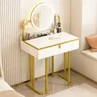 LED Luminous Lioness Dresser Vanity Table with Mirror & Drawers White