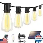 Larkvue 48FT Solar Outdoor String Lights with Remote and Timer, Waterproof Di