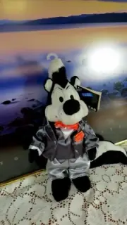 WARNER BROS. PEPE' LE PEW WEDDING GROOM BEAN BAG/PLUSH W/TUX &ROSE-1999-NWT-13"