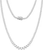 [Poshadime] 9 Carat Round Cut Moissanite Tennis Necklace in 14K White Gold Plated 925 Sterling Silver 18 inch Necklace (D Color, VVS1-VVS2 Clarity), Silver, Moissanite