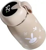 Aicharynic 320 ml Thermos Flask, Stainless Steel, Vacuum Insulation, LED Temperature Display, Rabbit Pattern, Kids Thermos Flask