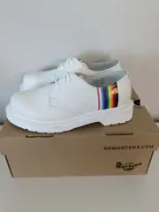 Dr. Martens Pride Shoes, White, Rainbow, Women Size 5, Men Size 4, Brand New!