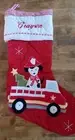 Pottery Barn Kids Dog Fire Engine Quilted Christmas Stocking Dalmation GRAYSON