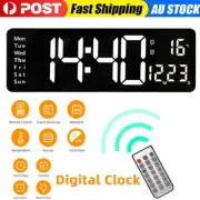 Wall Clock LED Digital Temperature Date Display Alarm Clock Large Electronic AU