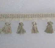 6 yards TASSEL FRINGE 3" -LIGHT GRAY/CREAM/W/SUBTLE GREEN - Drapery Fabric Trim