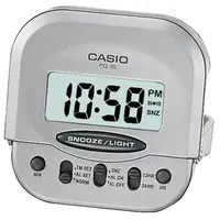 在飛比找PChome24h購物優惠-【CASIO 卡西歐】輕巧型摺疊電子鬧鐘/銀(PQ-30-8