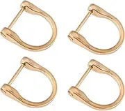 aoozleny 4 Pieces D Rings Screw In Shackle Horseshoe Buckle Horseshoe Shape D Metal Hoop, Use for for Purse Zipper Lanyard DIY Craft,Buckle,Belt Clasps,Leather Craft Accessories (0.97*1.08 inch, Gold)